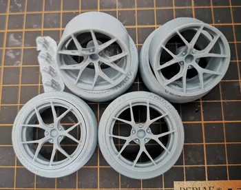 4 шт. 1/18 BBS FIR Смоляные колеса с шинами Обода шин 3D-печатные неокрашенные запасные части для модели автомобиля 1:18