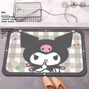 Kawaii Sanrio Аниме Pompompurin Hello Kitty My Melody Милый мультяшный ковер Простой абсорбирующий ковер в ванной комнате Девчачье сердце