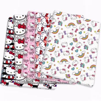 45x145 см Hello Kitty Японское аниме Полиэстер Хлопковая ткань для шитья Стеганые аксессуары DIY Девушка Одежда Материал