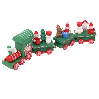 четырехсекционный деревянный поезд детский стол для украшения окон принадлежности мультфильм рождественская столовая мальчик творческая игрушка для малышей мини-дерево
