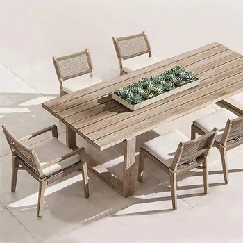 Уличные столы, стулья, виллы, внутренние дворики, высококачественные обеденные столы из тикового дерева, сады