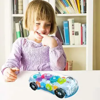 Пластиковая игрушка гоночного автомобиля Новый красочный мигающий автомобиль Прозрачный механический автомобиль