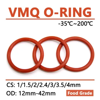 20 шт. Красное силиконовое уплотнительное кольцо CS 1 1.5 2 2.4 3 3.5 4 мм OD 12-42 мм Пищевая водонепроницаемая шайба Резиновая изолированная уплотнительная прокладка VMQ