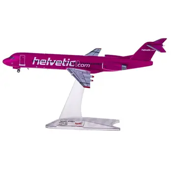 1:200 Масштаб Herpa 559966 Helvetic Airways Fokker 100 HB-JVC Моделирование из сплава Готовая коллекция моделей самолетов Подарочные игрушки