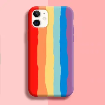  Жидкий силиконовый чехол Rainbow Design с полным покрытием для телефона для Apple iPhone 11 12 XS X 6P 6SP Противоударный чехол