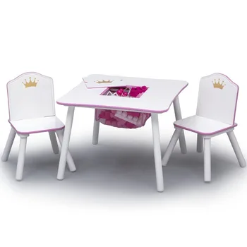 Набор столов и стульев для малышей Delta Children Princess Crown с местом для хранения, Greenguard Gold, Wood, Pink