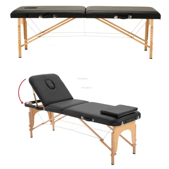 Современные портативные массажные столы для рук Главная складная кровать для красоты Мебель для салона Простая кровать для здоровья из массива дерева Легкая массажная кровать