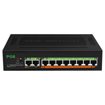 8-портовый гигабитный порт PoE +2-Uplinks со встроенным питанием Plug-and-use Высокопроизводительный чип RJ45 10/100/1000 Мбит/с