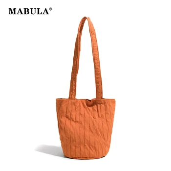 MABULA Бежевая плиссированная нейлоновая женская сумка для покупок на плечо Простая ультратонкая сумка для ежедневной работы Hobo Портативная дорожная сумка Eco