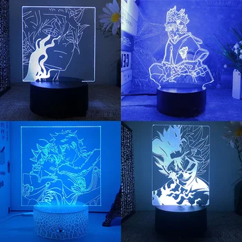 Черный клевер Asta Yuno 3d светодиодная лампа для спальни Чесотка Ночные огни Аниме Фигурка Аватар Декор комнаты Детский подарок Luces