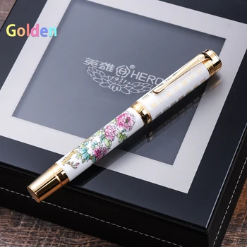 Hero 2188 Керамическая 14-каратная перьевая ручка с золотым пером Высококачественная подарочная коллекция Синяя и белая фарфоровая ручка Традиционный стиль