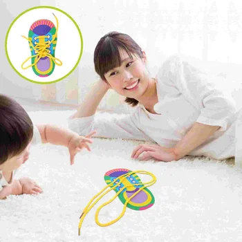 Детские обучающие игрушки для нанизывания шнурков: игрушки для ванны для малышей 5 комплектов головоломки для шнурков учатся завязывать шнурки обувь практика для