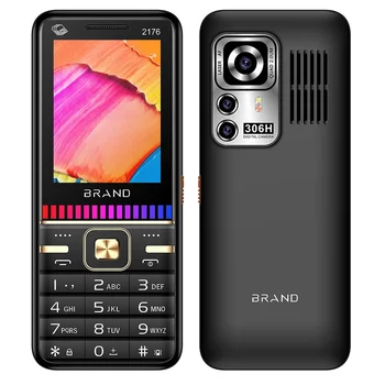 2176 Кнопка Мобильный телефон 2,8 дюйма Три карты 3SIM-карта Музыкальная подсветка Bluetooth Фонарик MP3 FM камера BigHorn Сотовый телефон