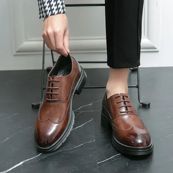  Мужская удобная модная обувь из натуральной кожи Мужская повседневная деловая повседневная обувь Официальная мужская обувь на шнуровке Мужская классическая обувь Обувь