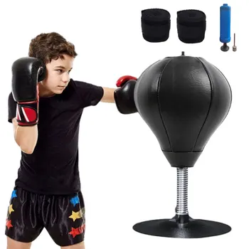 Настольный боксерский скоростной мяч с обмотками рук Антистресс PU Стоячая боксерская груша Веселье Управление гневом для детей и взрослых