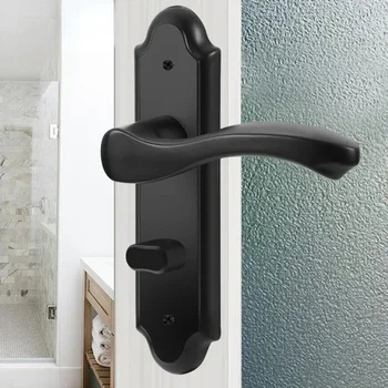 Современный и минималистичный матовый черный внутренний дверной замок из нержавеющей стали без ключа, аксессуары для дверных замков в ванной комнате