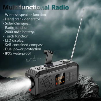  Ручное радио Портативное многофункциональное радио Bluetooth-совместимый динамик Светодиодный фонарик для кемпинга на открытом воздухе