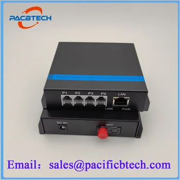 4-канальный телефон Волоконно-оптический преобразователь PCM Voice over Fiber Convert FXS/FXO в оптоволоконный преобразователь 1 канал 100M Ethernet