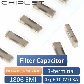  10 шт. NFM41CC470U2A3L чип через фильтр ядра Конденсатор 1806 47 пФ 100 В 0,3 А 300 мА 3-контактная емкость EMI SMD EMIFIL