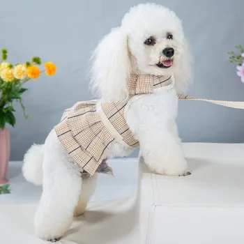 2023Новая шлейка для собак Элегантный удобный дышащий воротник для платья для домашних животных для маленьких собак Жилет для любителей моды Шлейка для собак и набор поводков