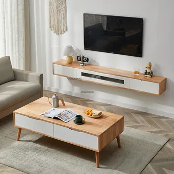 Современный шкаф для телевизора Мебель для гостиной Телевизионные столы Высококлассный дизайн Настенные подставки для телевизора с двойным ящиком из массива