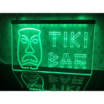 Tiki Bar Бамбуковая маска дисплея Светодиодная неоновая вывеска-3D резьба на стене для дома, комнаты, спальни, офиса, декора фермерского дома